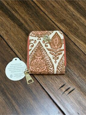Spartina 449 Pink House Accordion Wallet RFID Retired Print Linen Leather
